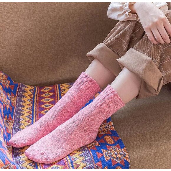 YZKKE 5Pack Womens Q-14 Vintage Winter Soft Warm Thick Cold Knit Wool Crew Sock - Picture 5 of 7